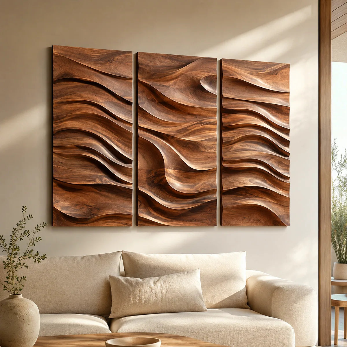 Abstract Wave Wood Wall Art | Modern Wooden Wall Decor for Living Room, Bedroom & Office TT006-9434