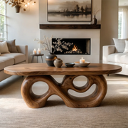 Handcrafted Sculptural Coffee Table – Artistic Solid Wood Furniture TT006-2068