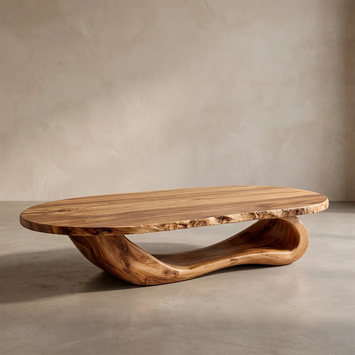 Live Edge Oval Coffee Table | Solid Wood Sculptural Coffee Table TT006-6418