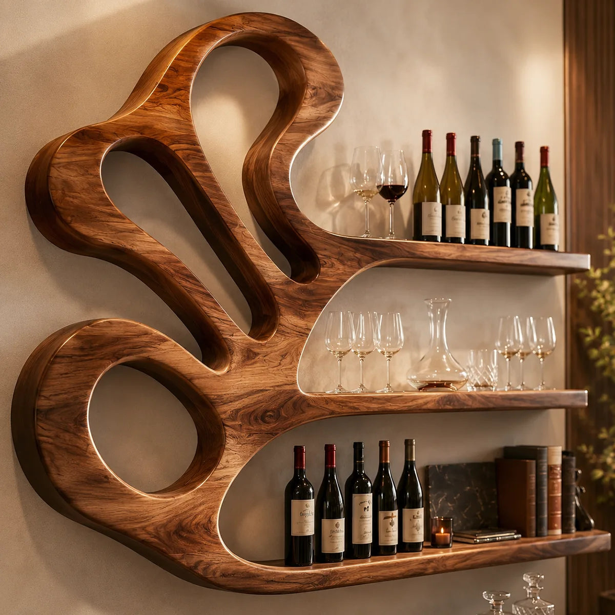 Elegant Grain Solid Wood Wall Wine Rack for Modern Dining Rooms TT006-9203