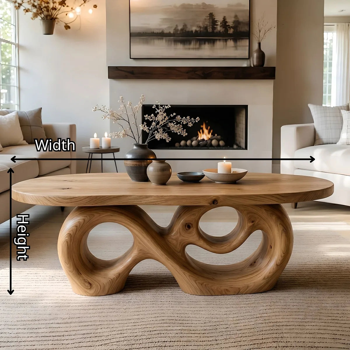 Handcrafted Sculptural Coffee Table – Artistic Solid Wood Furniture TT006-2068