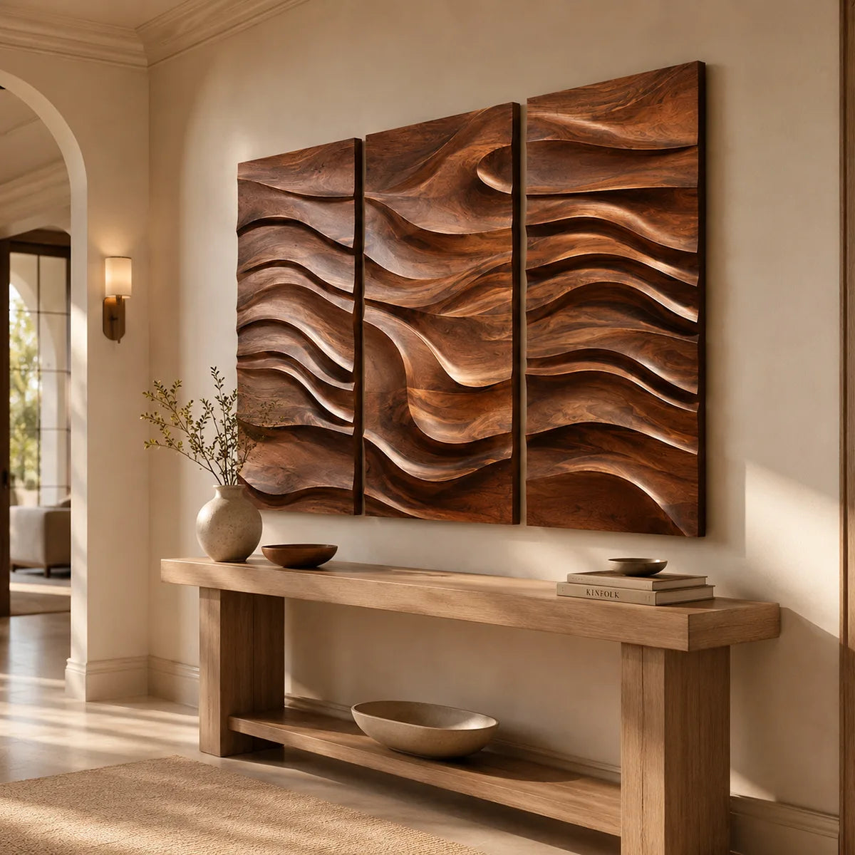 Abstract Wave Wood Wall Art | Modern Wooden Wall Decor for Living Room, Bedroom & Office TT006-9434