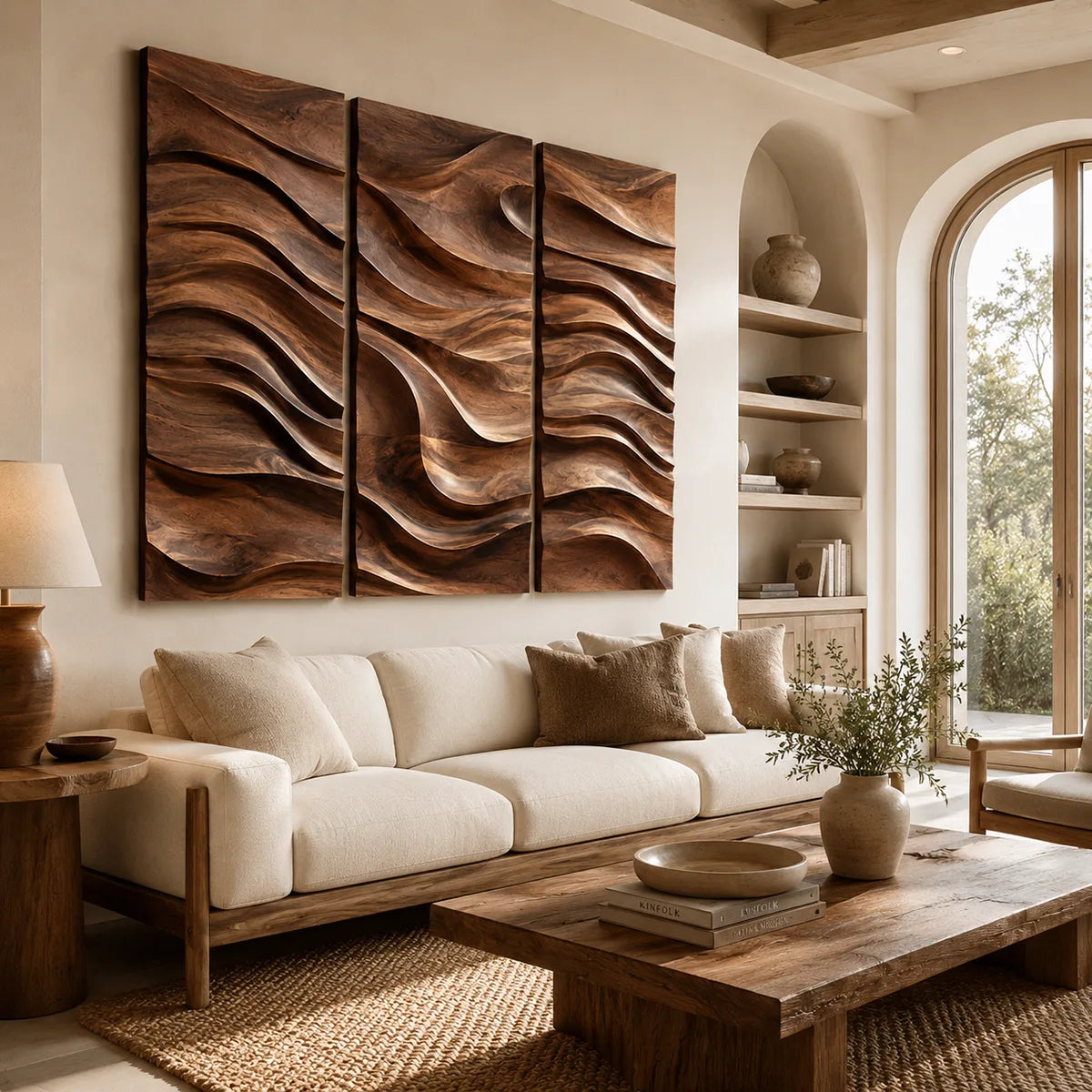 Abstract Wave Wood Wall Art | Modern Wooden Wall Decor for Living Room, Bedroom & Office TT006-9434