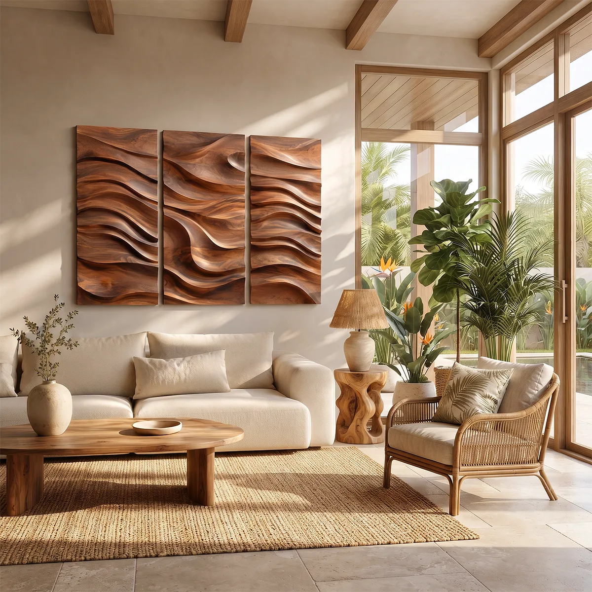 Abstract Wave Wood Wall Art | Modern Wooden Wall Decor for Living Room, Bedroom & Office TT006-9434