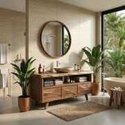 Solid Wood Bathroom Vanity with Open Shelf and 3 Drawers