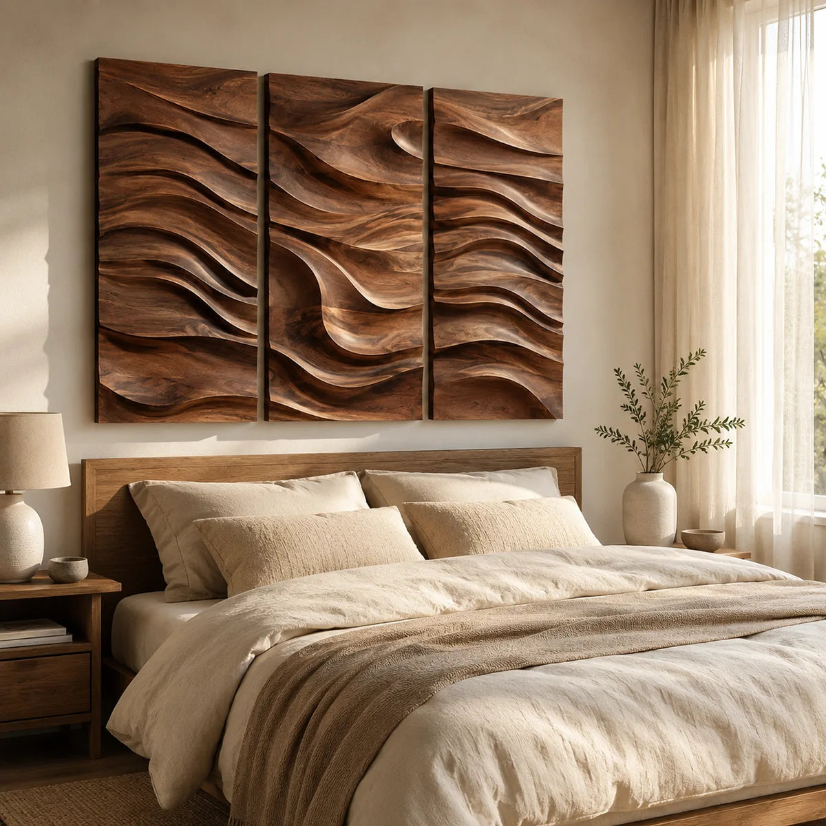 Abstract Wave Wood Wall Art | Modern Wooden Wall Decor for Living Room, Bedroom & Office TT006-9434