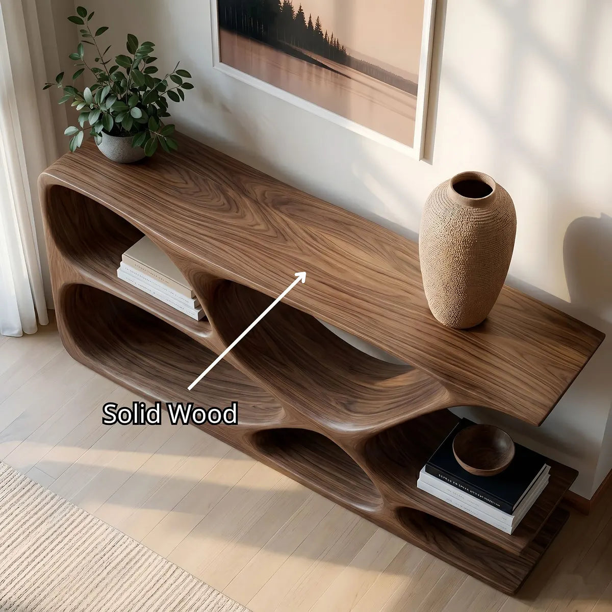 Solid Wood Console Table – Organic Sculptural Design HL020-5294