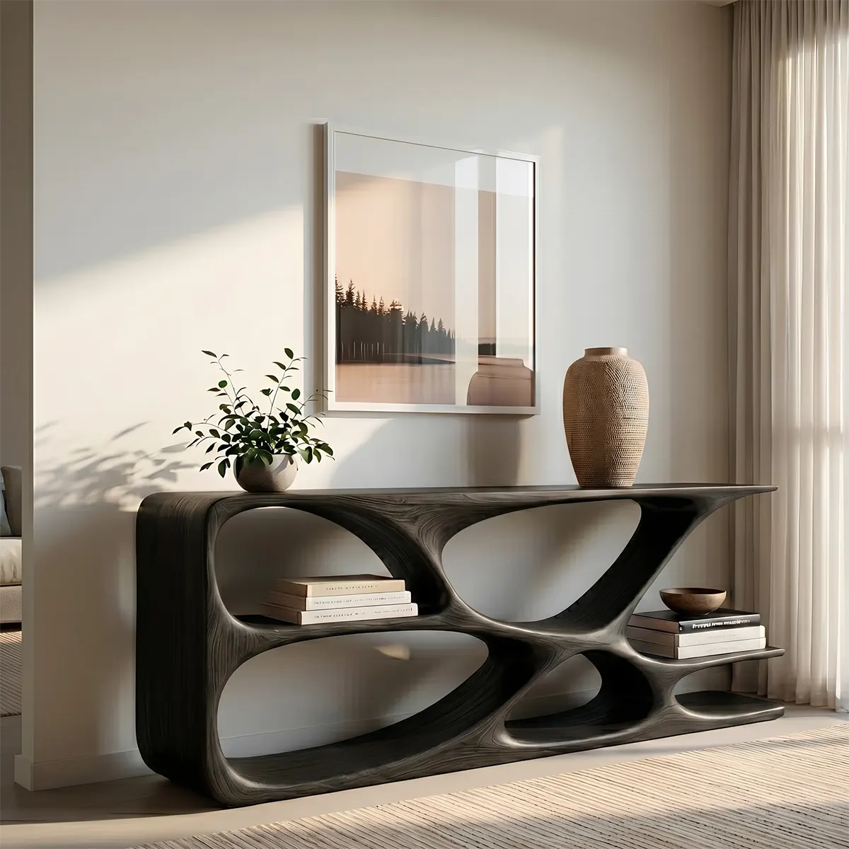 Solid Wood Console Table – Organic Sculptural Design HL020-5294