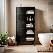 Solid Wood Bathroom Linen Storage Cabinet