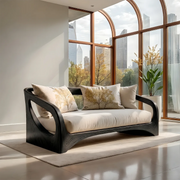 Handcrafted Organic Modern Solid Wood Loveseat Sofa with Sculptural Frame