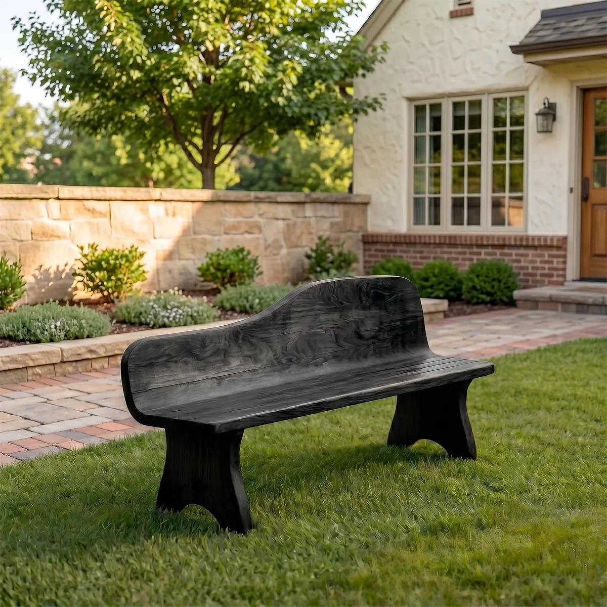 Handcrafted Solid Wood Outdoor Garden Bench