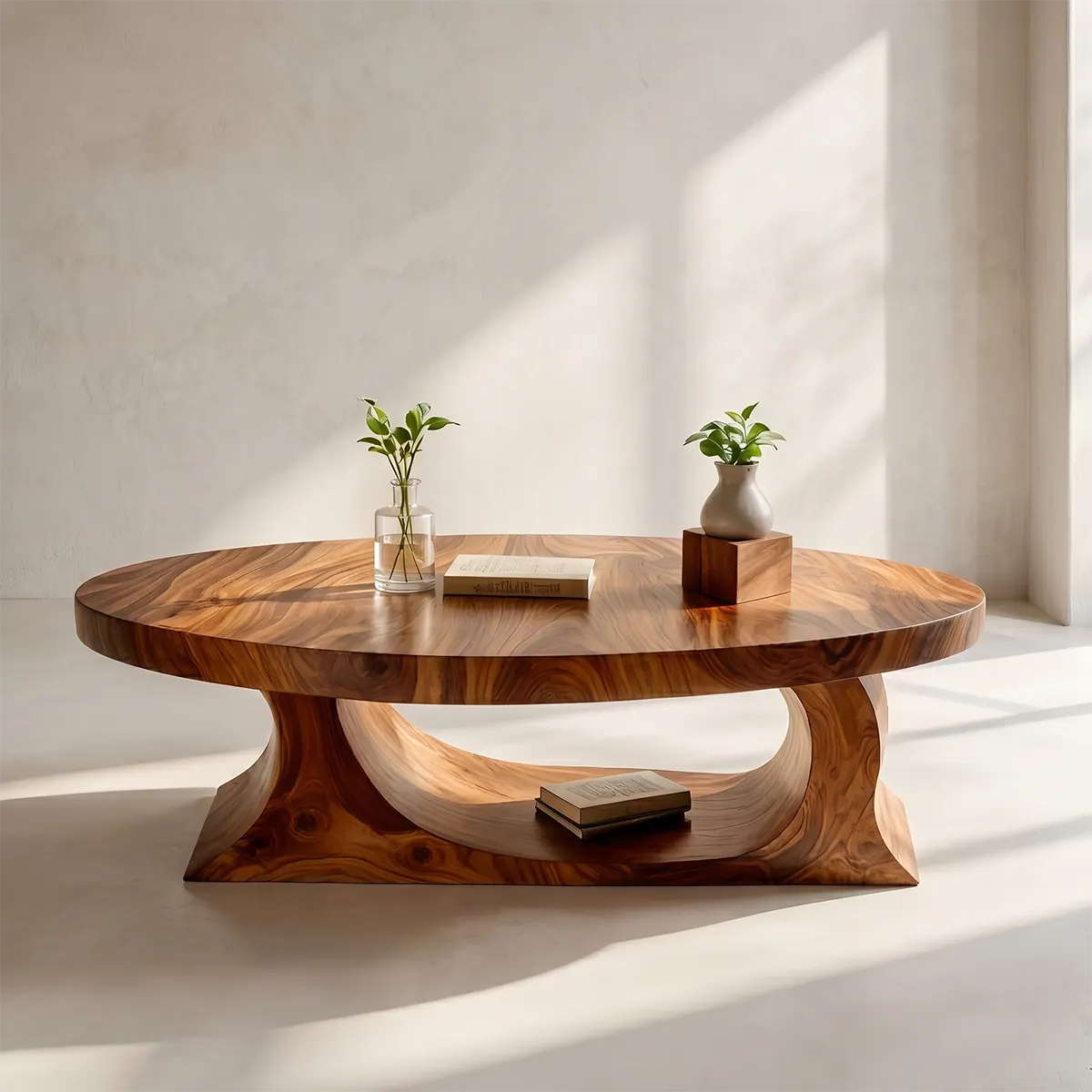 Oval Wood Coffee Table, Sculptural Coffee Table, Organic Modern Living Room Furniture TT006-4205