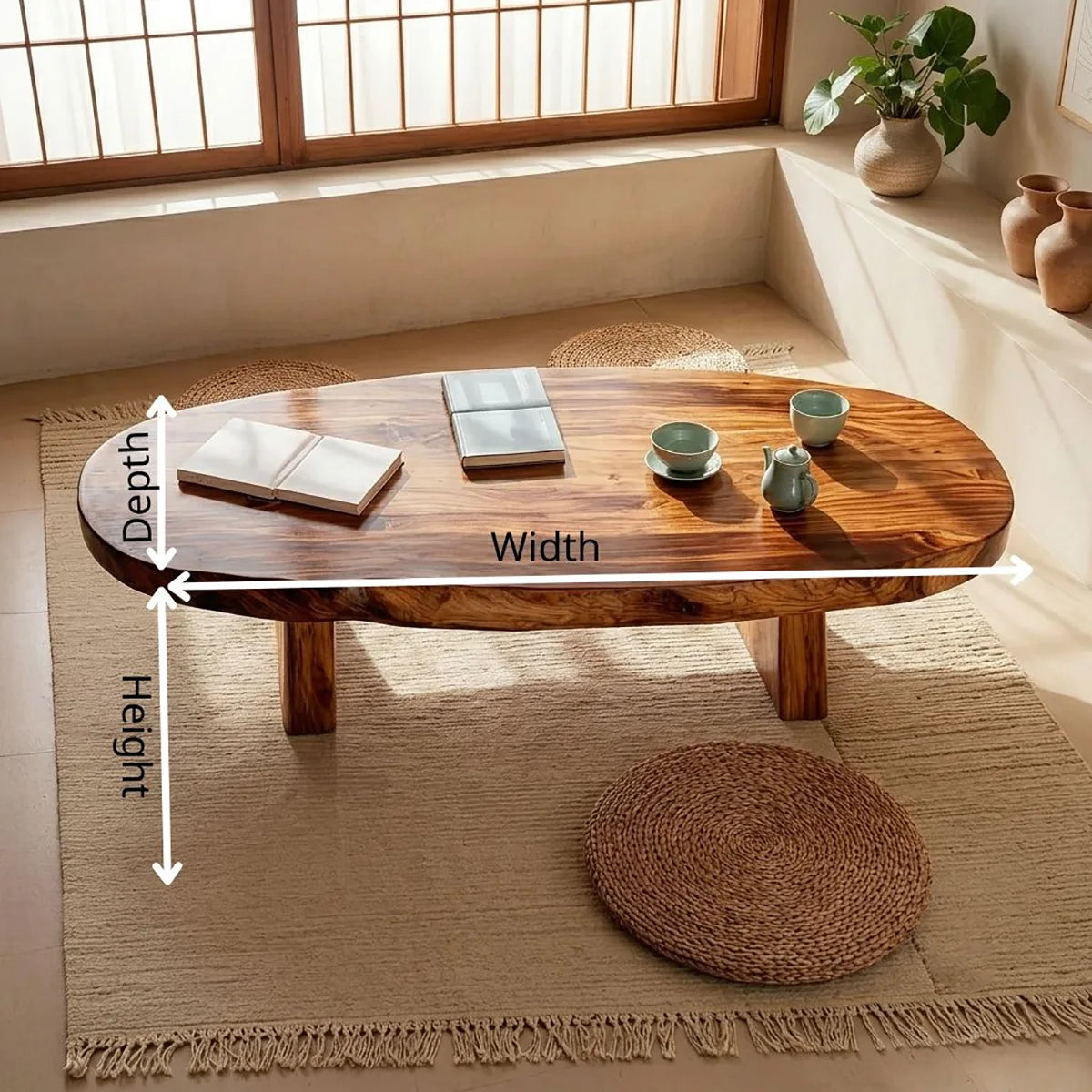 Handcrafted Solid Wood Coffee Table – Organic Modern Rustic Center Table