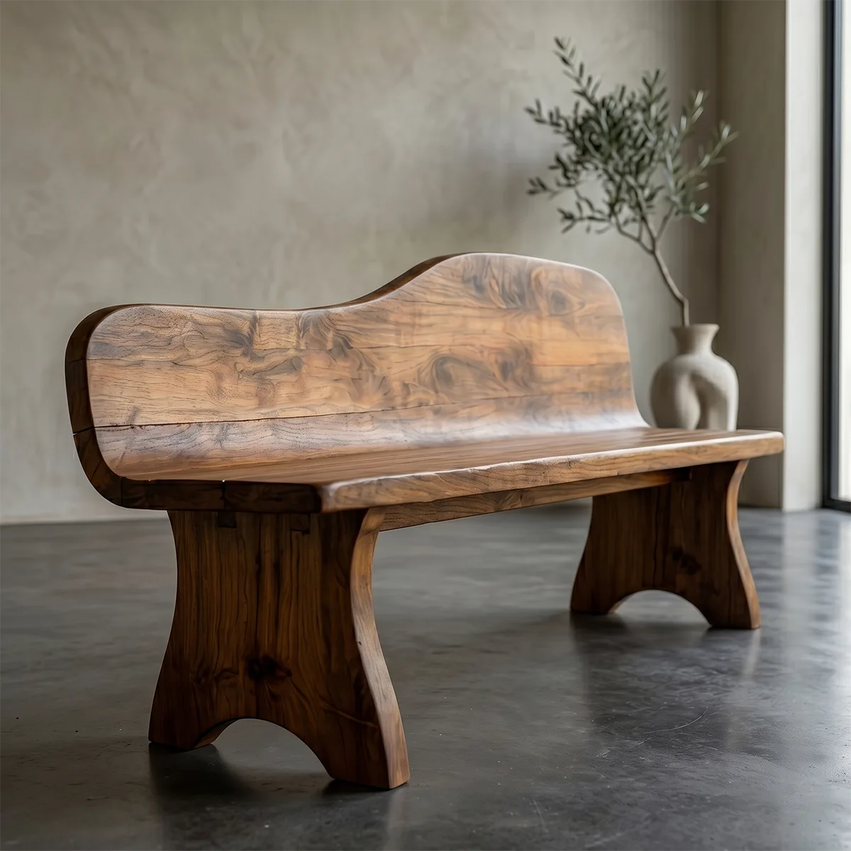 Handcrafted Solid Wood Outdoor Garden Bench