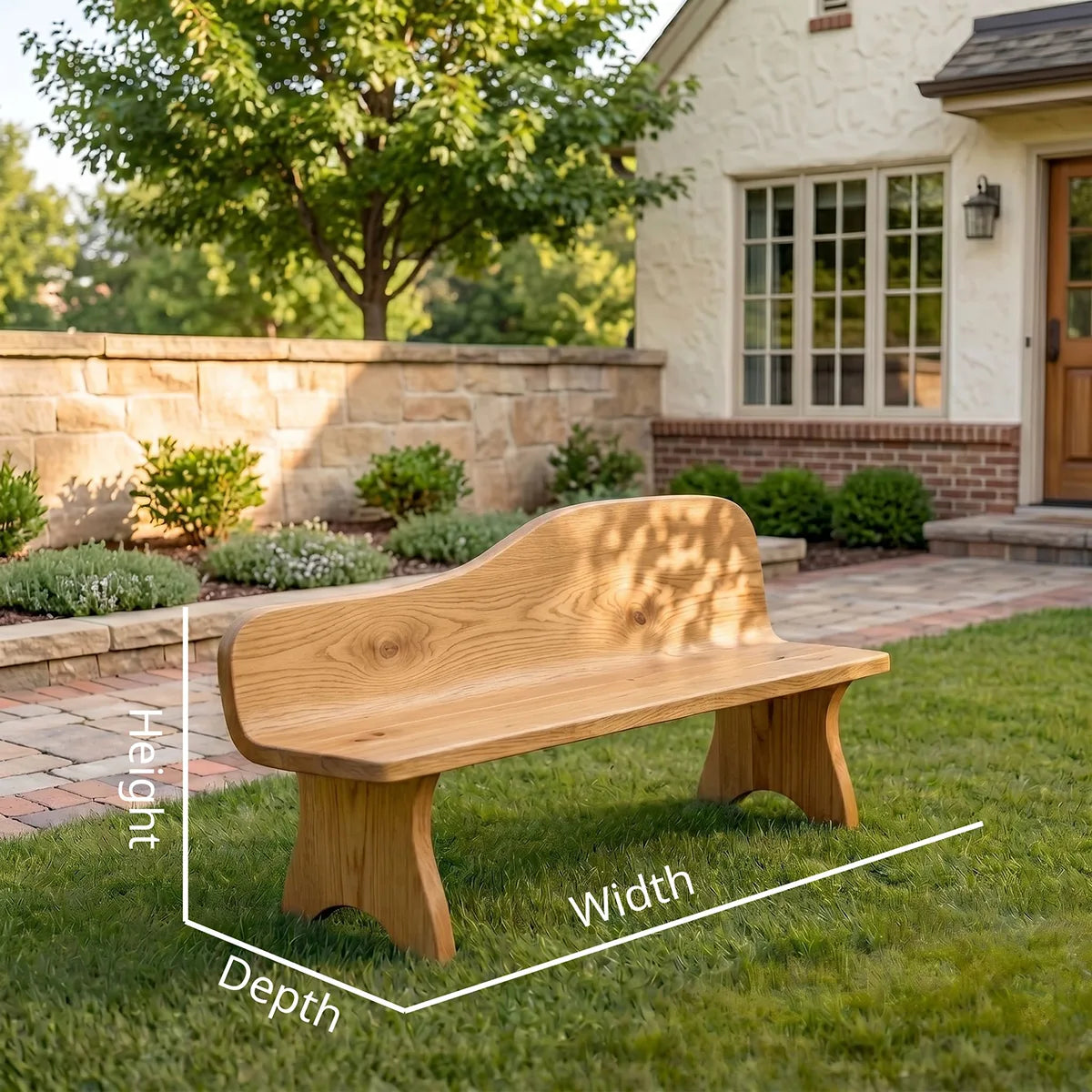Handcrafted Solid Wood Outdoor Garden Bench