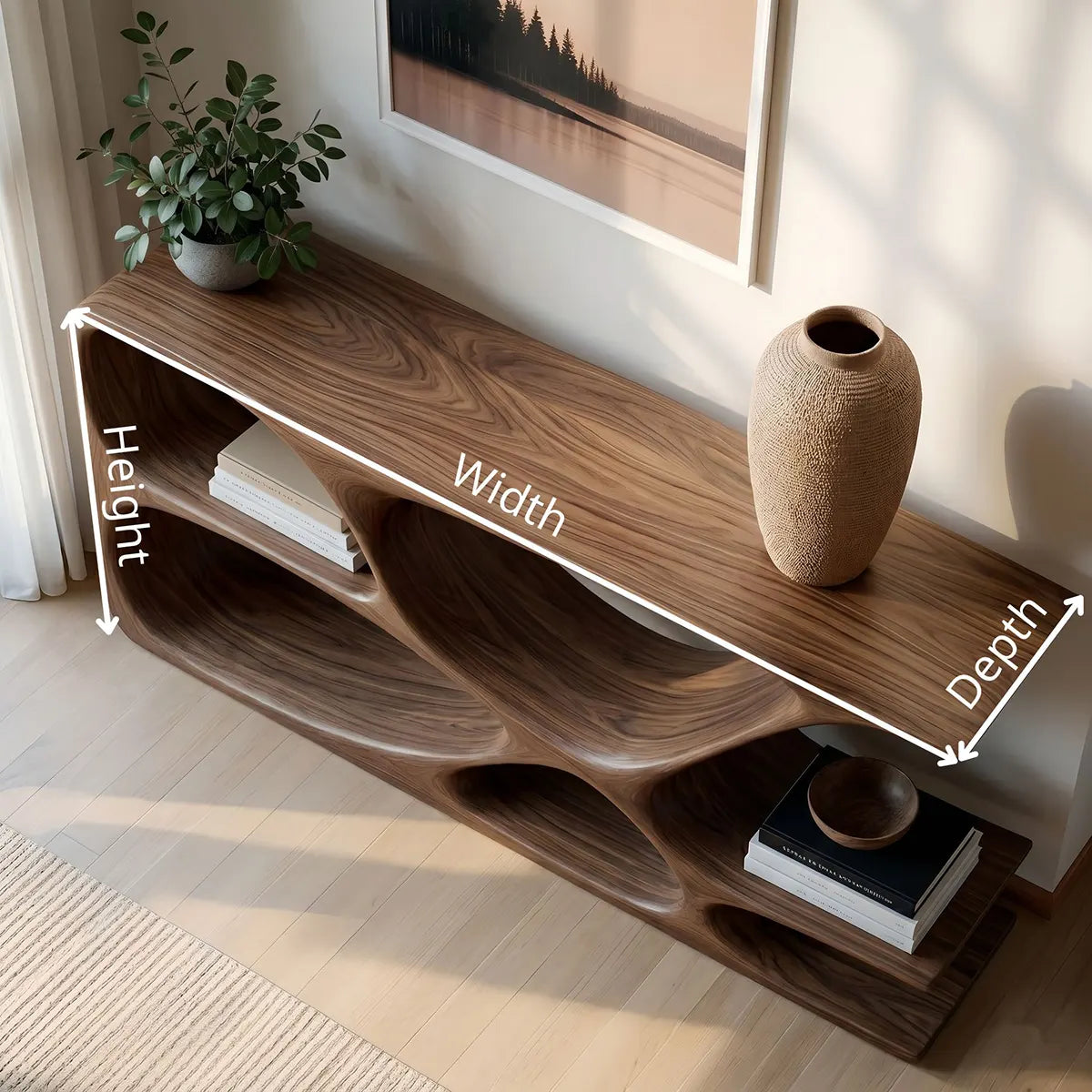 Solid Wood Console Table – Organic Sculptural Design HL020-5294