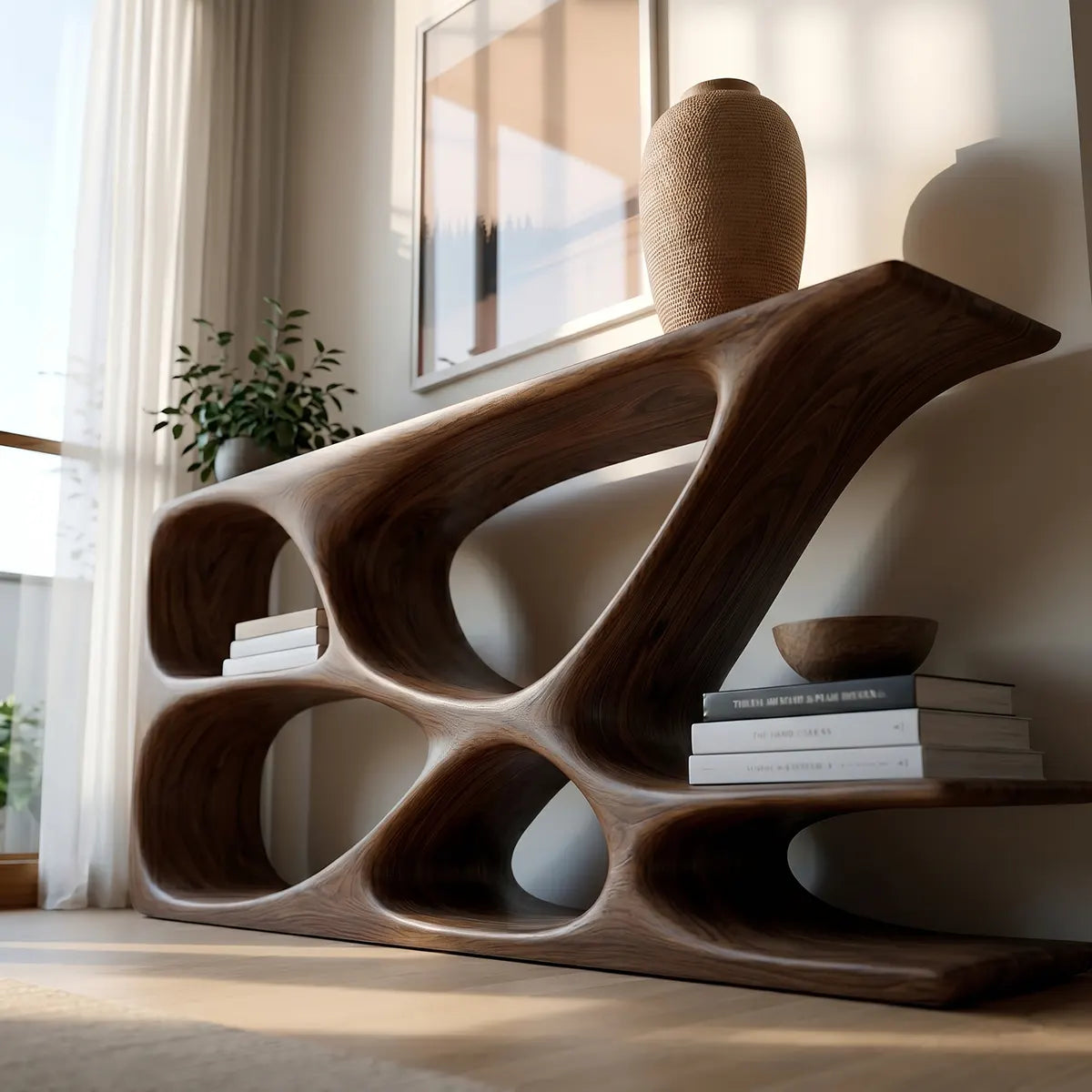 Solid Wood Console Table – Organic Sculptural Design HL020-5294