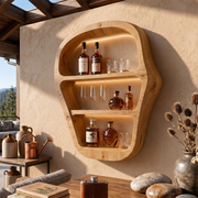 Sculptural Solid Wood Wall Wine Holder for Home Bars, Dining Rooms & Whiskey Lovers TT006-3455