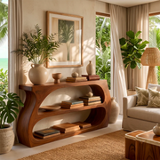 Modern Open Shelf Console Table – Sculptural Contemporary Entryway Table TT006-6550