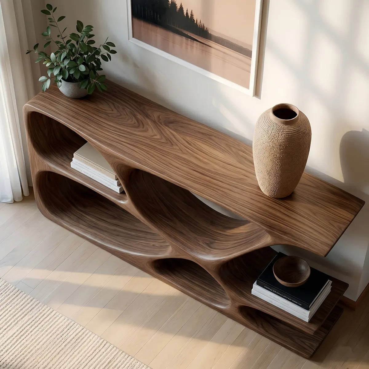 Solid Wood Console Table – Organic Sculptural Design HL020-5294