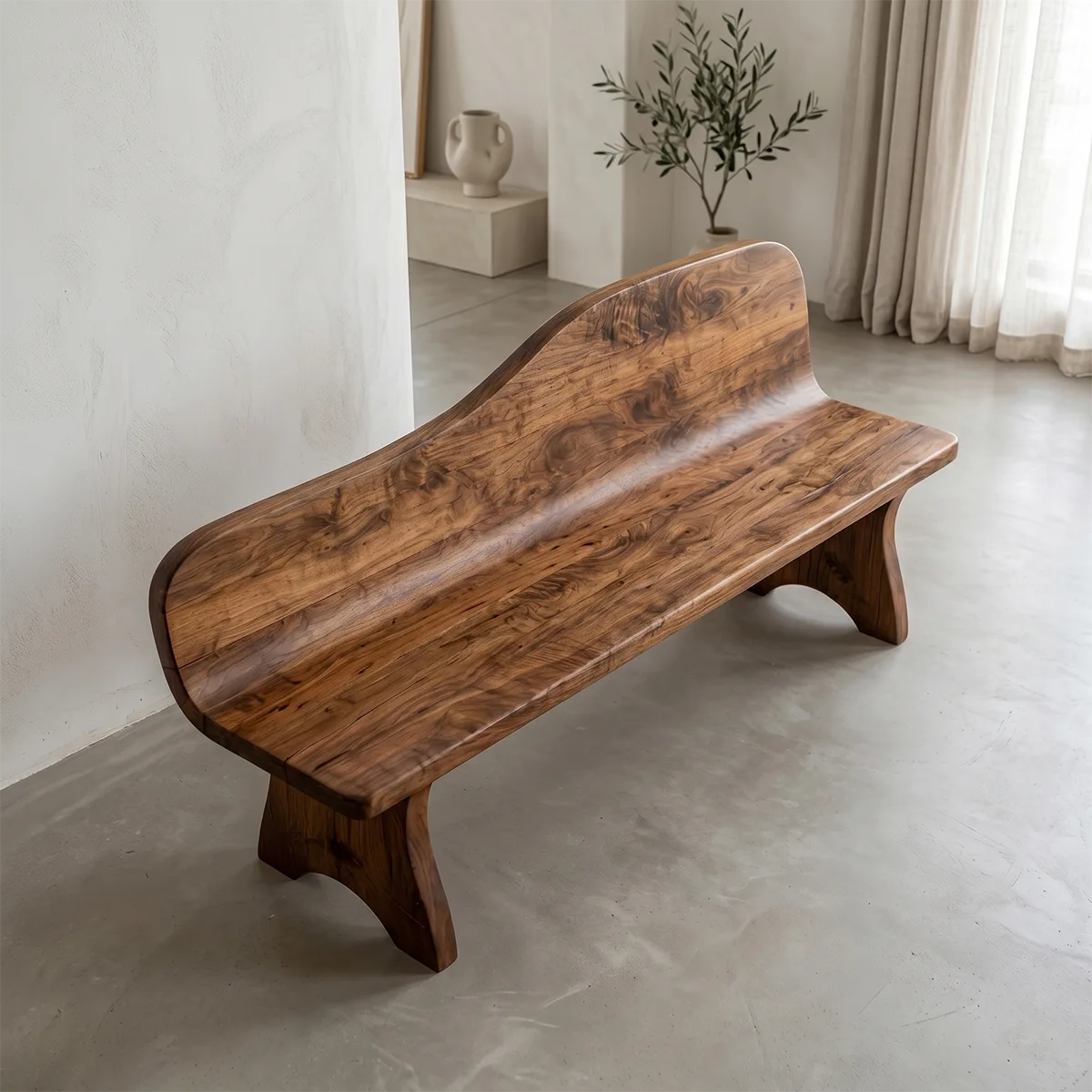 Handcrafted Solid Wood Outdoor Garden Bench