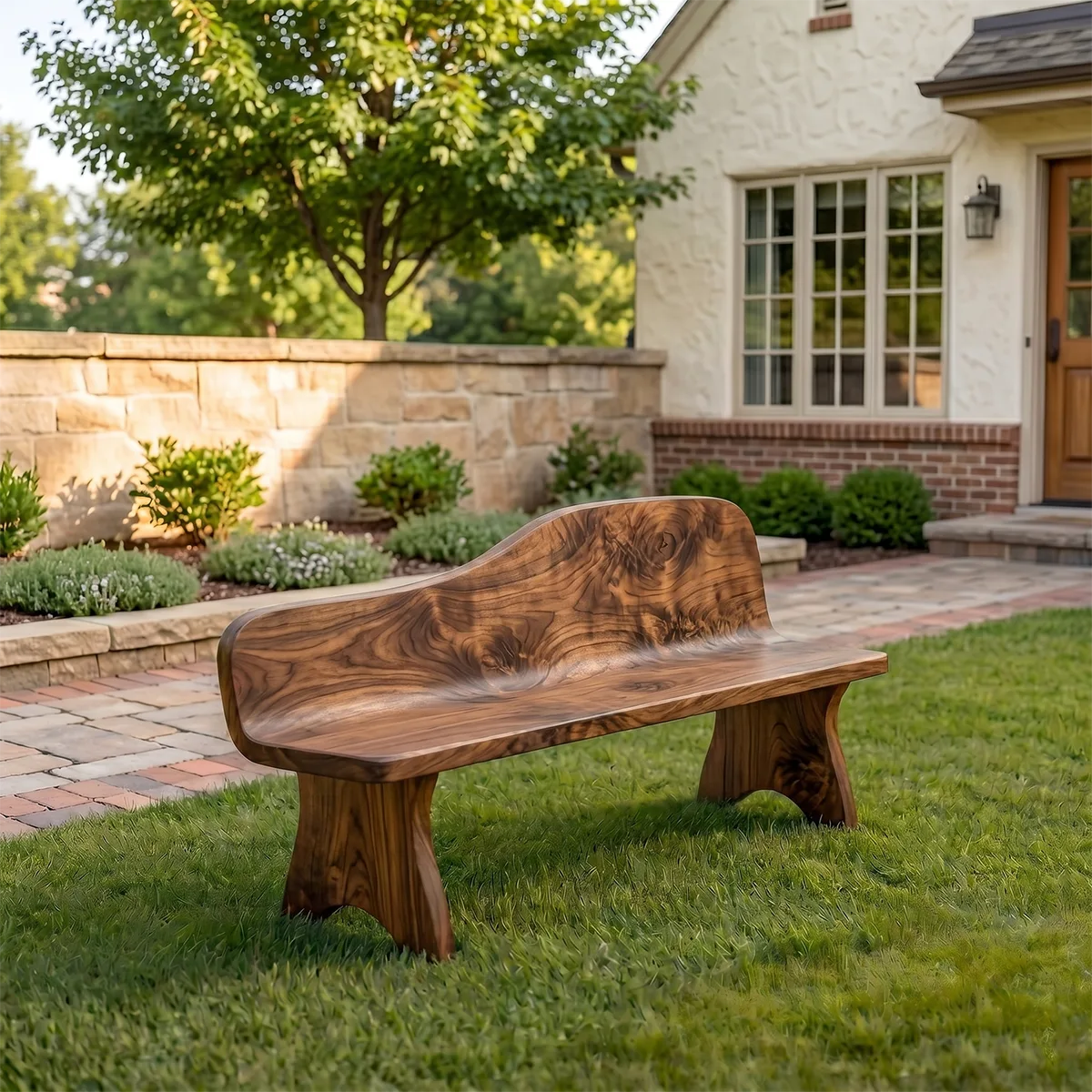 Handcrafted Solid Wood Outdoor Garden Bench