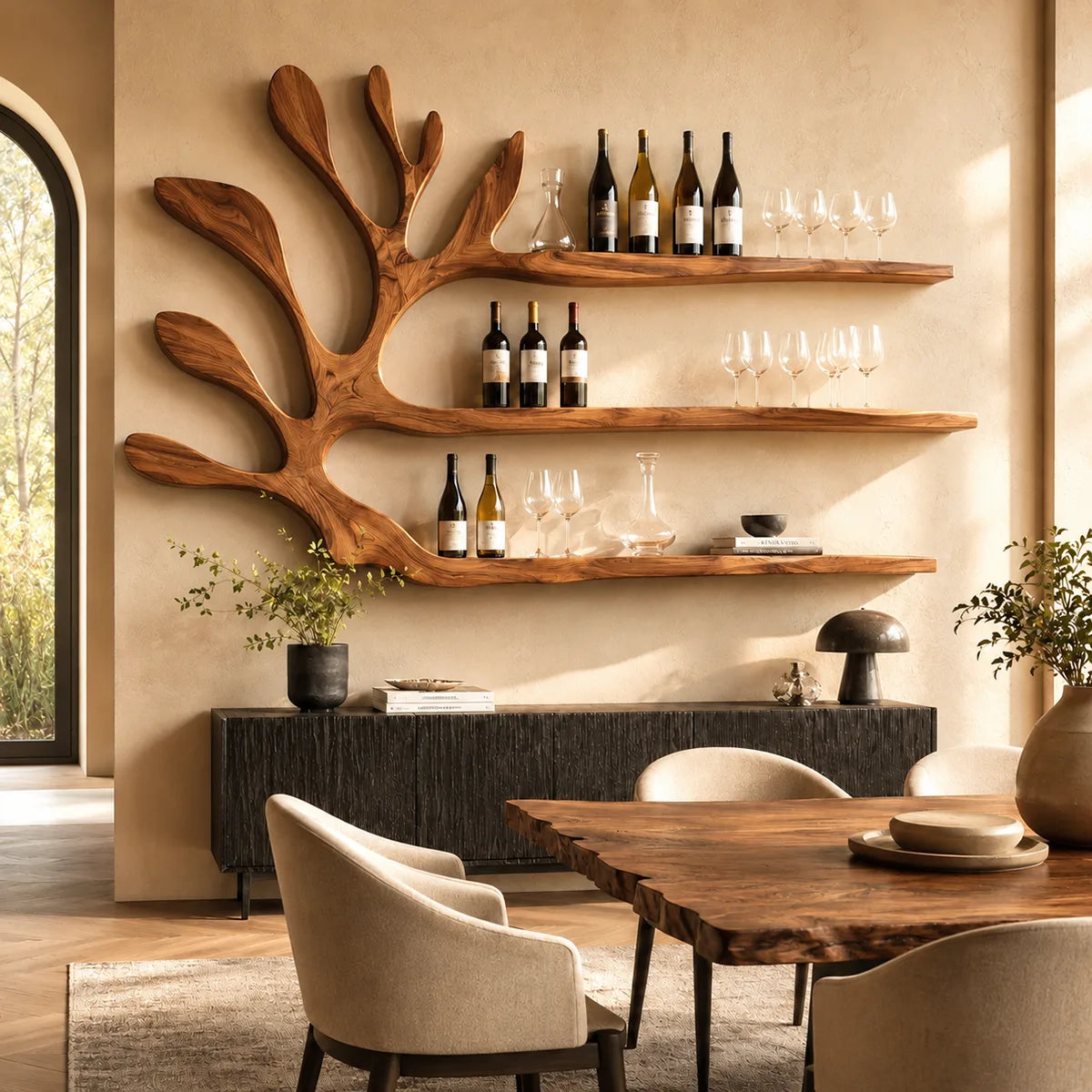Modern Solid Wood Wall Wine Rack for Dining Rooms, Home Bars & Wine Lovers TT006-4995