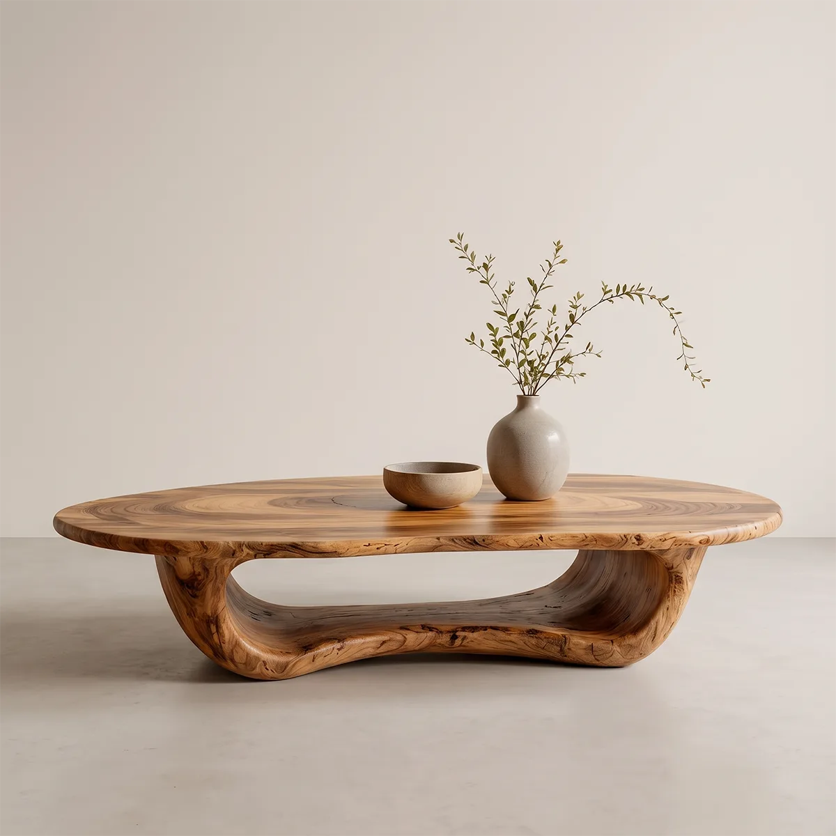 Organic Live Edge Oval Coffee Table | Handcrafted Solid Wood Center Table TT006-2119