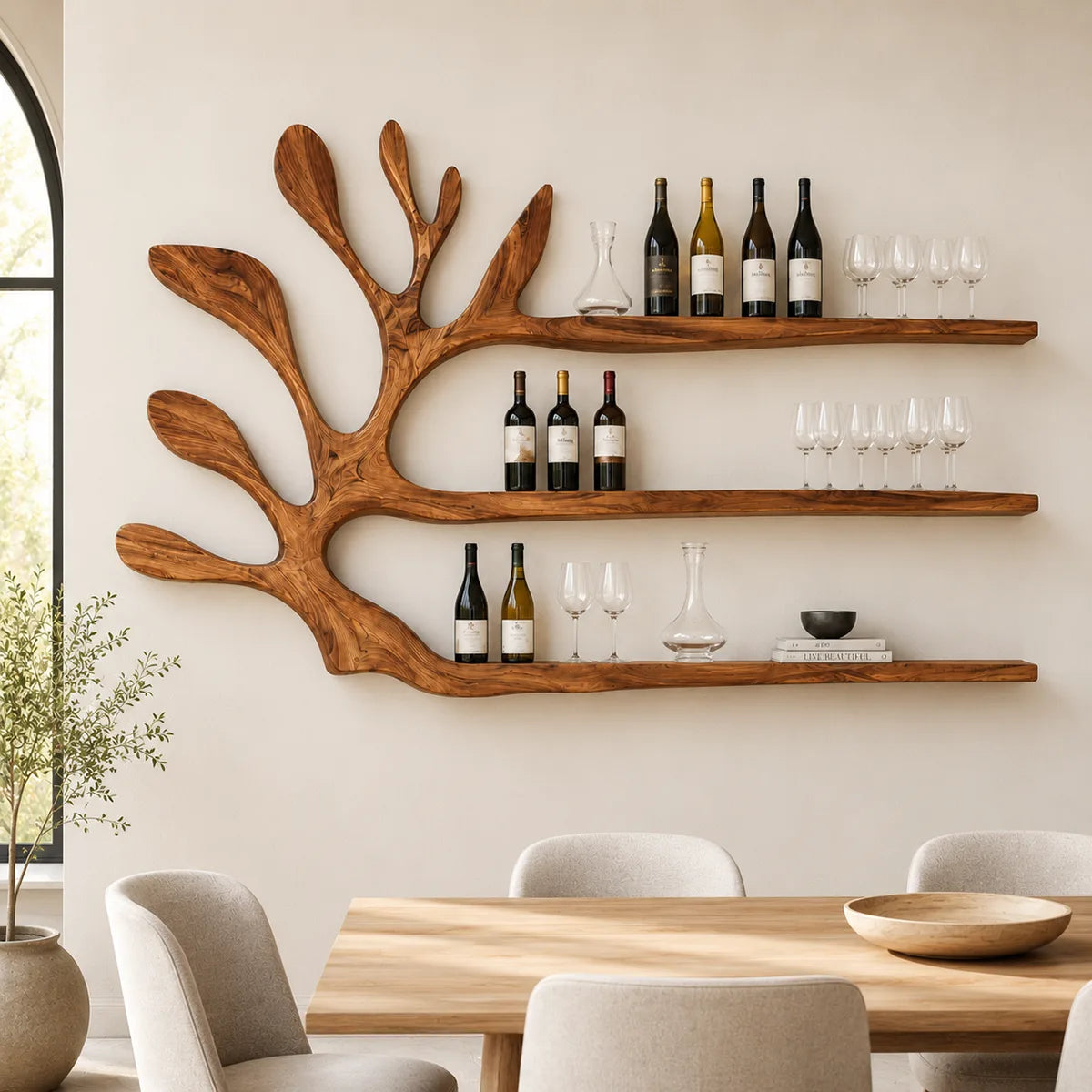 Modern Solid Wood Wall Wine Rack for Dining Rooms, Home Bars & Wine Lovers TT006-4995