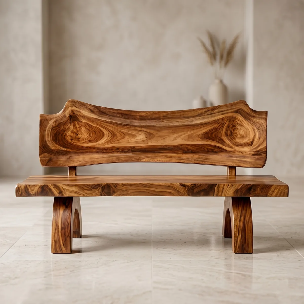 Organic Solid Wood Bench | Handcrafted Modern Wooden Garden & Entryway Bench TT006-6651