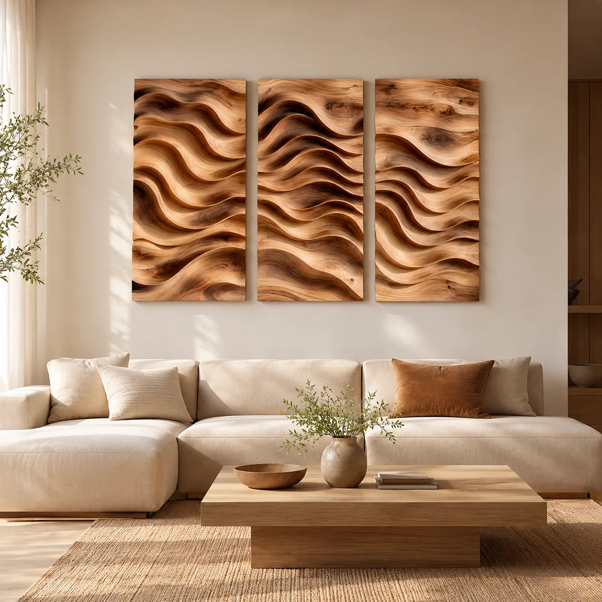 Abstract Wave Wood Wall Art | Modern Wooden Wall Decor for Living Room, Bedroom & Office TT006-3787