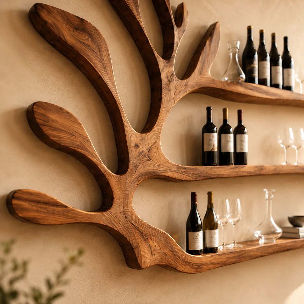 Modern Solid Wood Wall Wine Rack for Dining Rooms, Home Bars & Wine Lovers TT006-4995