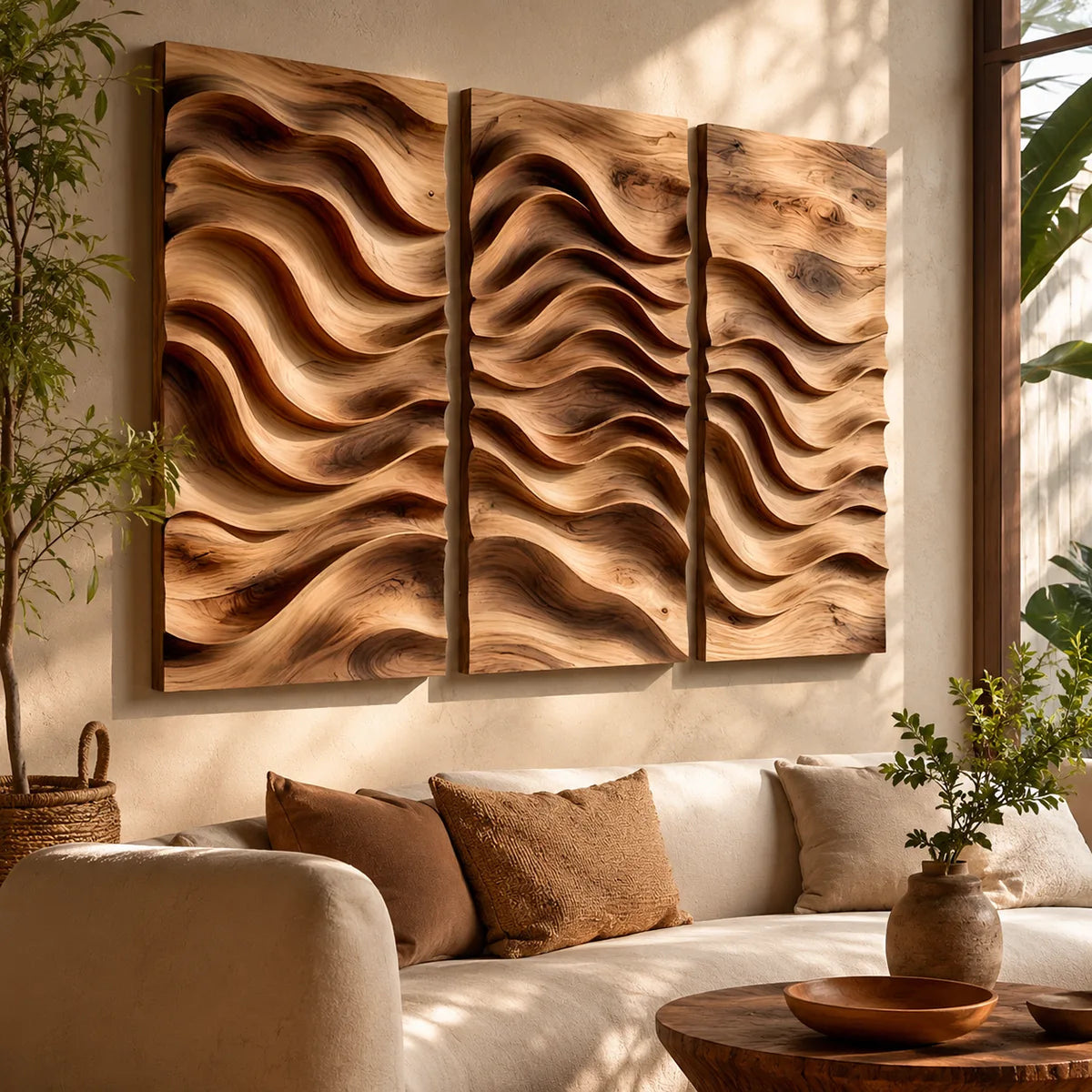Abstract Wave Wood Wall Art | Modern Wooden Wall Decor for Living Room, Bedroom & Office TT006-3787