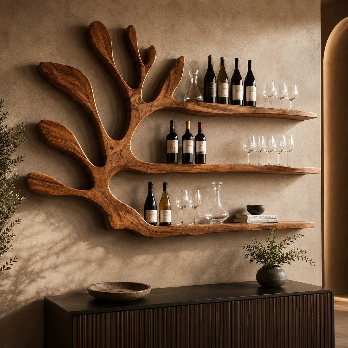 Modern Solid Wood Wall Wine Rack for Dining Rooms, Home Bars & Wine Lovers TT006-4995