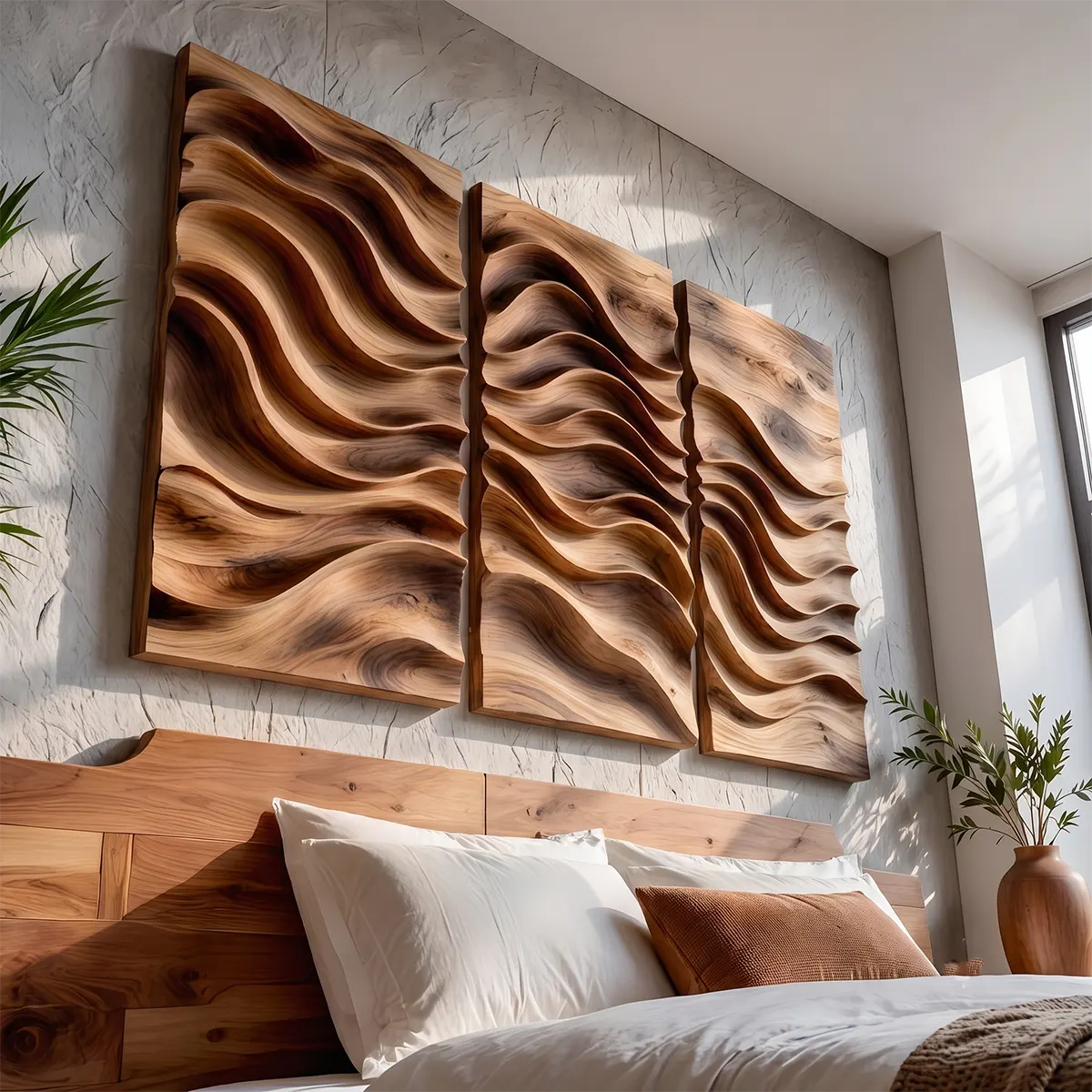 Abstract Wave Wood Wall Art | Modern Wooden Wall Decor for Living Room, Bedroom & Office TT006-3787