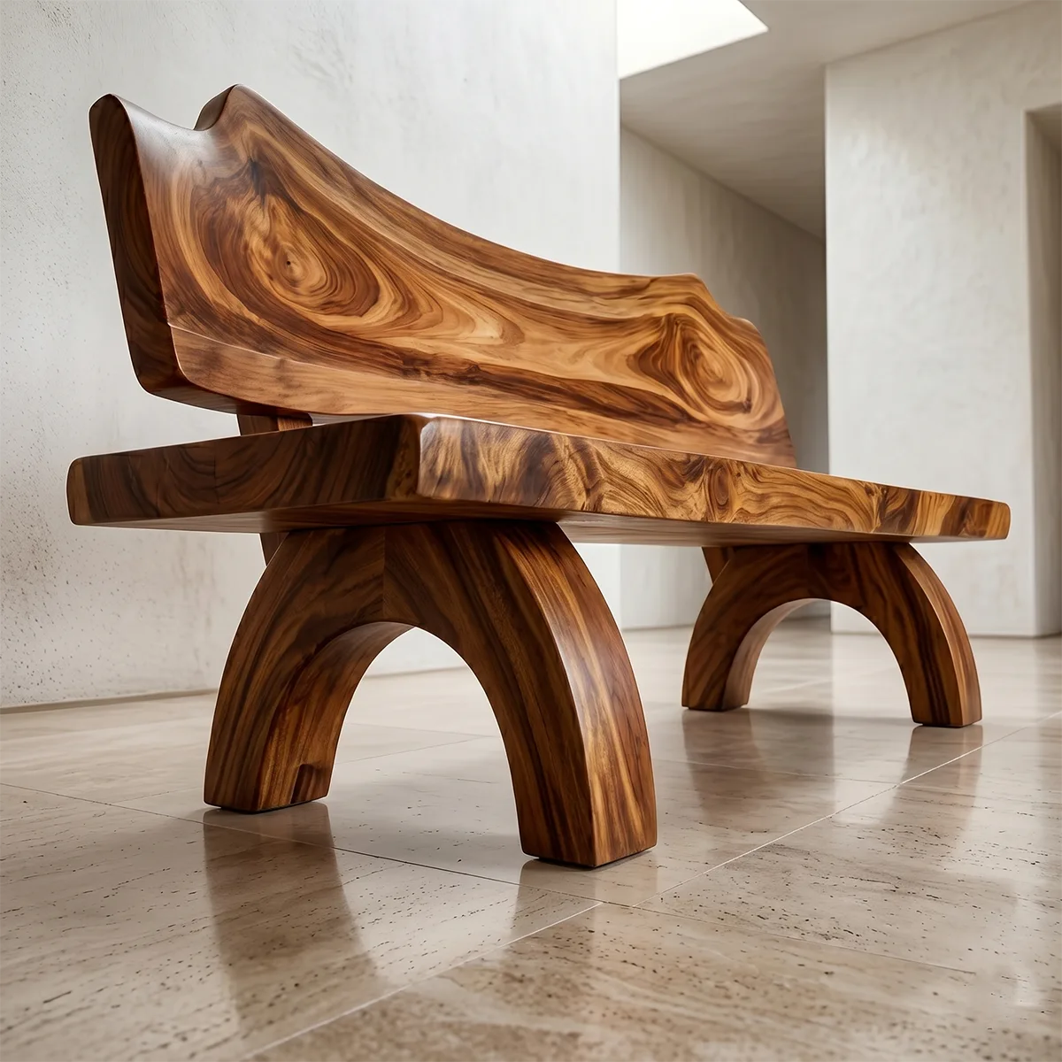 Organic Solid Wood Bench | Handcrafted Modern Wooden Garden & Entryway Bench TT006-6651