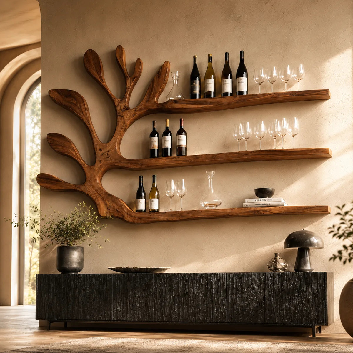Modern Solid Wood Wall Wine Rack for Dining Rooms, Home Bars & Wine Lovers TT006-4995