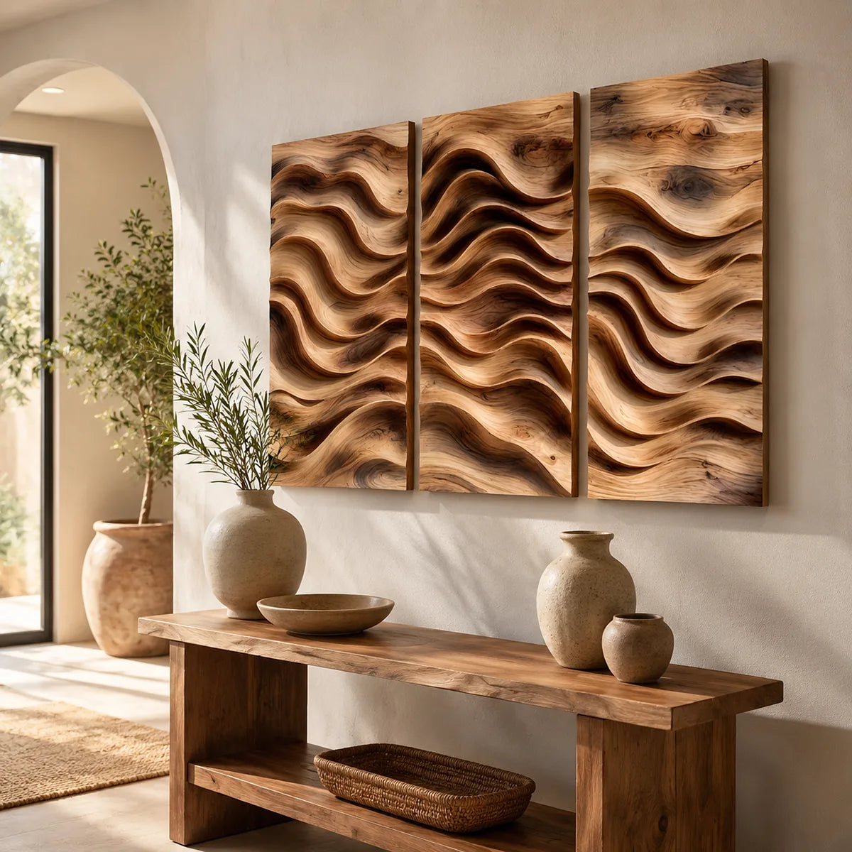 Abstract Wave Wood Wall Art | Modern Wooden Wall Decor for Living Room, Bedroom & Office TT006-3787