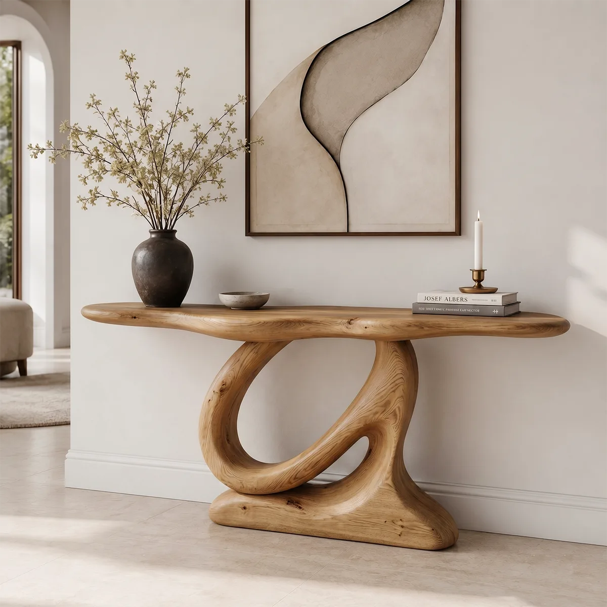 Solid Wood Console Table | Organic Modern Hallway Table