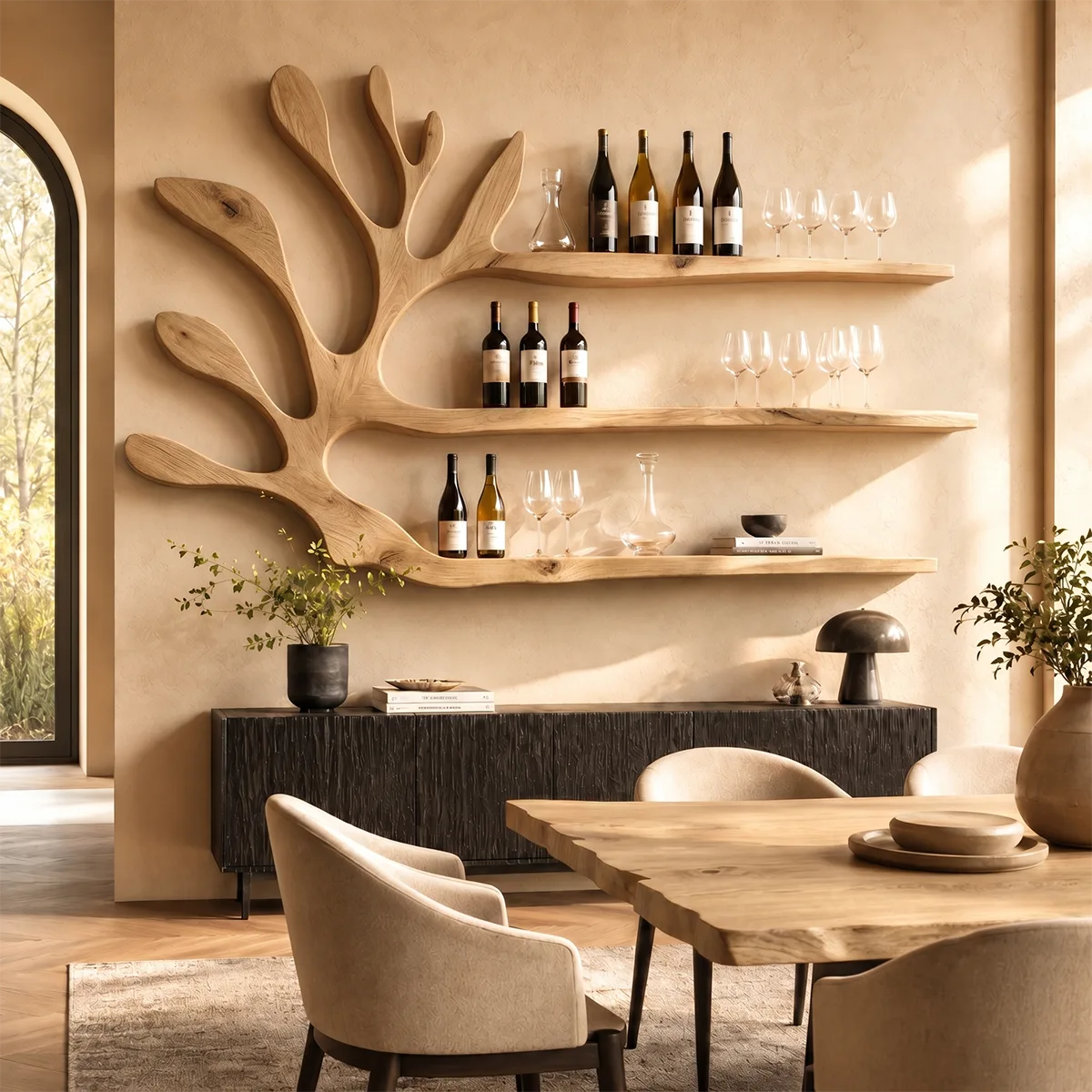 Modern Solid Wood Wall Wine Rack for Dining Rooms, Home Bars & Wine Lovers TT006-4995