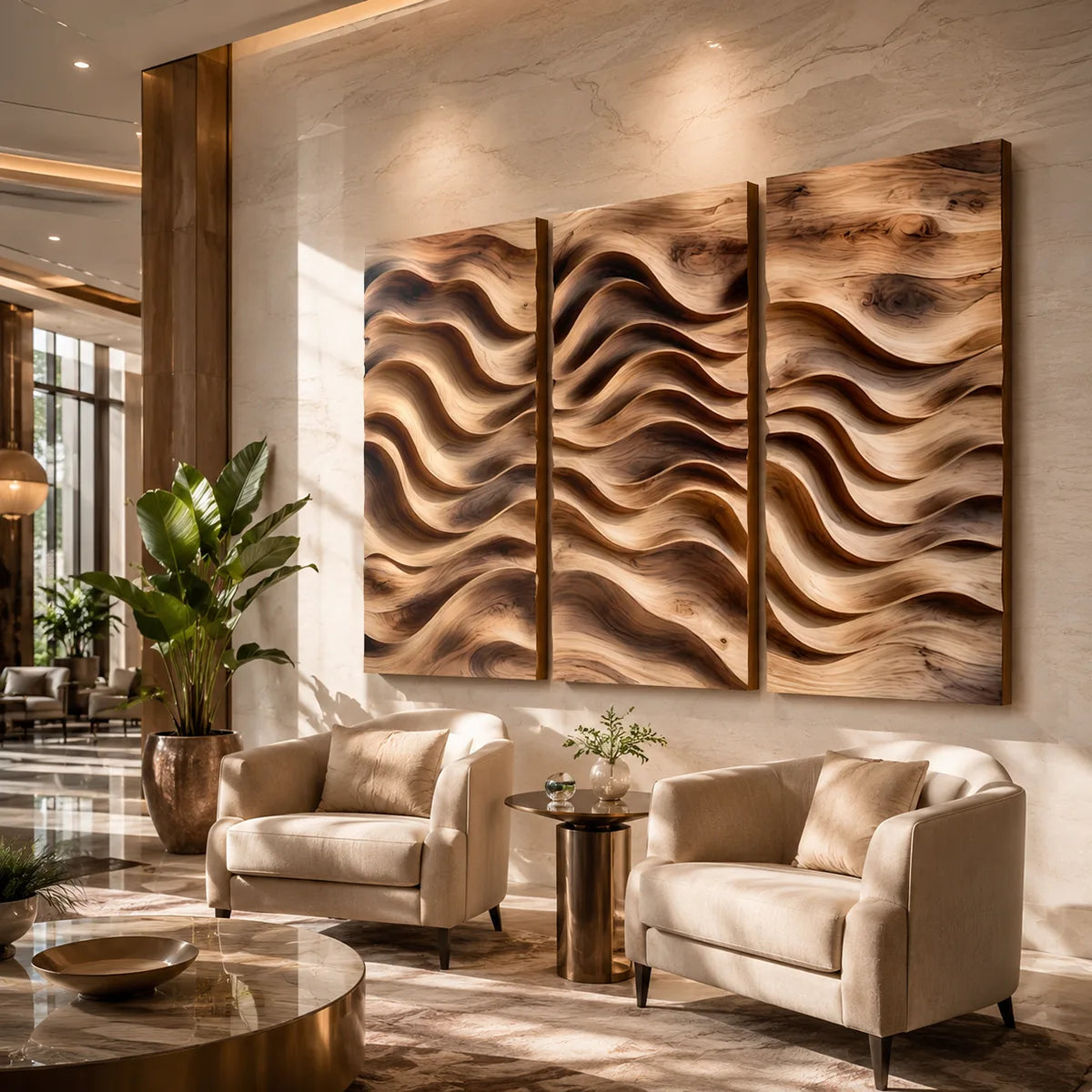 Abstract Wave Wood Wall Art | Modern Wooden Wall Decor for Living Room, Bedroom & Office TT006-3787