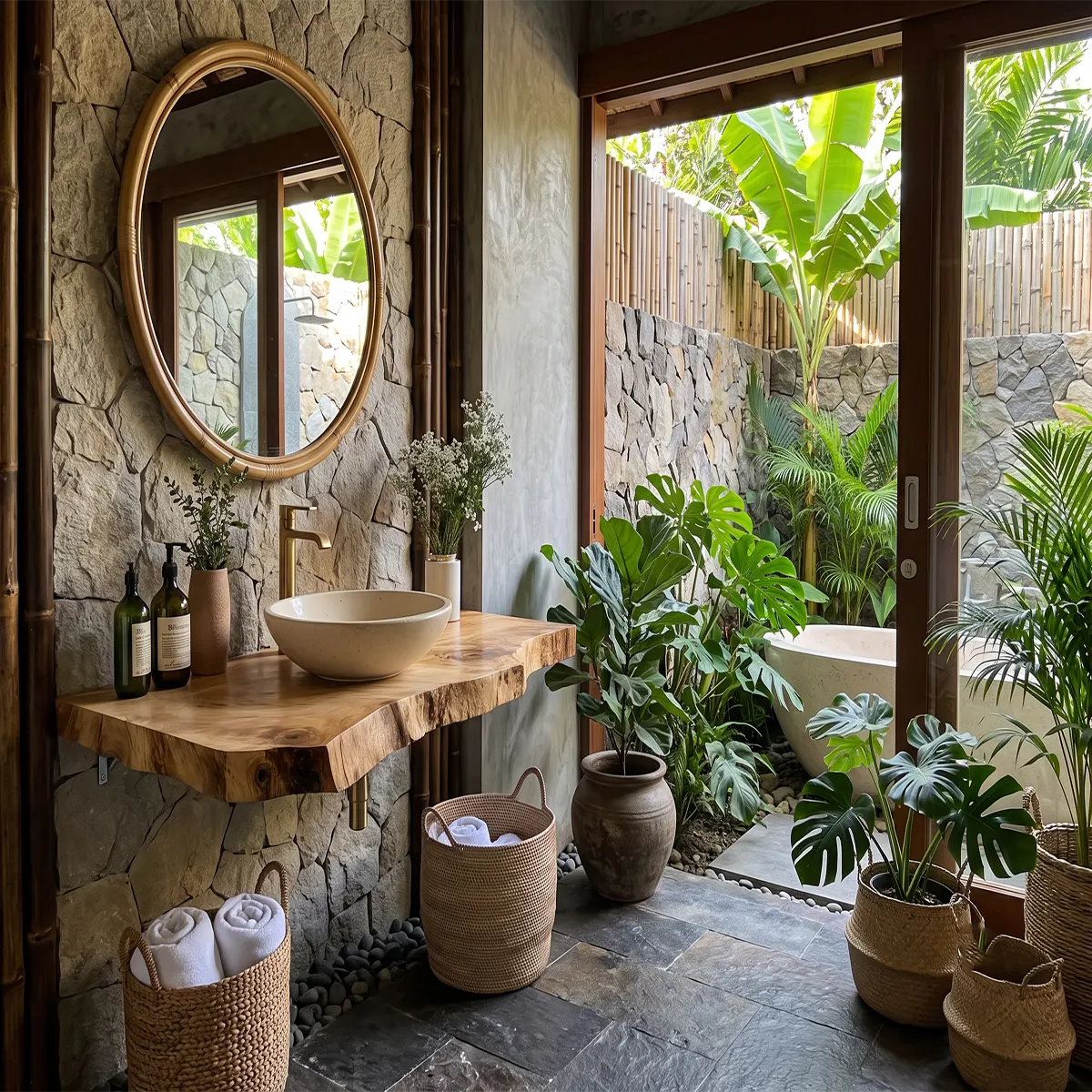 Organic Floating Bathroom Vanity with Rustic Live Edge | Wall Mounted Vanity Top TT006-9BYH6UK