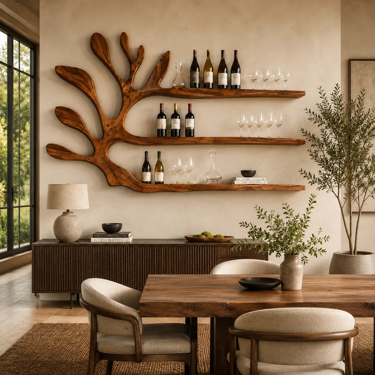 Modern Solid Wood Wall Wine Rack for Dining Rooms, Home Bars & Wine Lovers TT006-4995