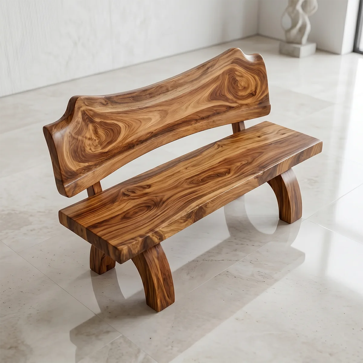 Organic Solid Wood Bench | Handcrafted Modern Wooden Garden & Entryway Bench TT006-6651
