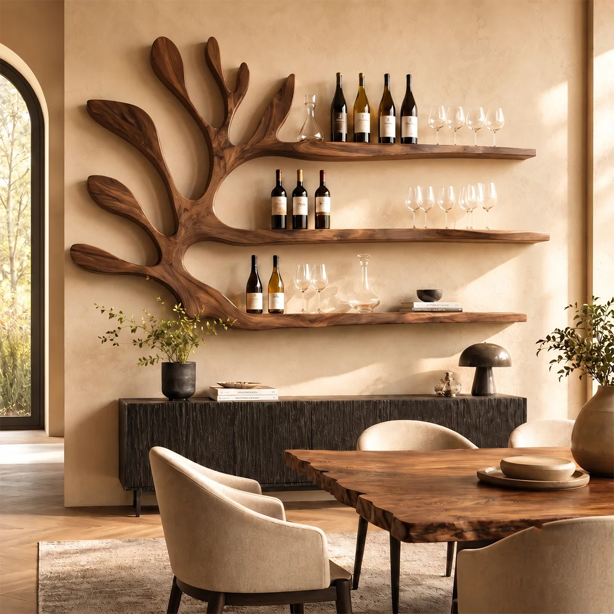 Modern Solid Wood Wall Wine Rack for Dining Rooms, Home Bars & Wine Lovers TT006-4995