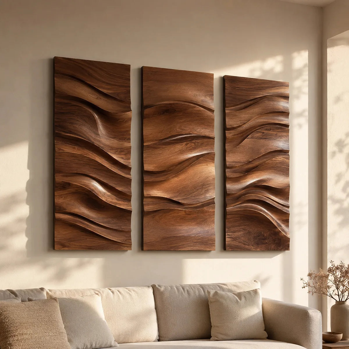 Abstract Wave Wood Wall Art | Vertical Wooden Wall Decor for Living Room, Bedroom & Office TT006-9850