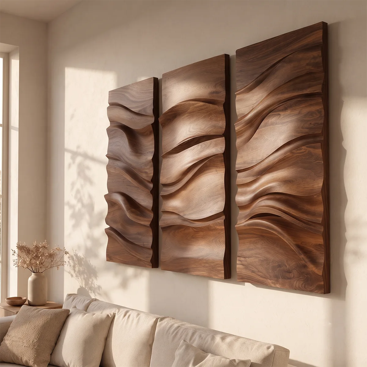 Abstract Wave Wood Wall Art | Vertical Wooden Wall Decor for Living Room, Bedroom & Office TT006-9850