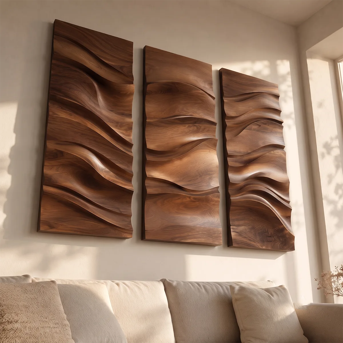 Abstract Wave Wood Wall Art | Vertical Wooden Wall Decor for Living Room, Bedroom & Office TT006-9850