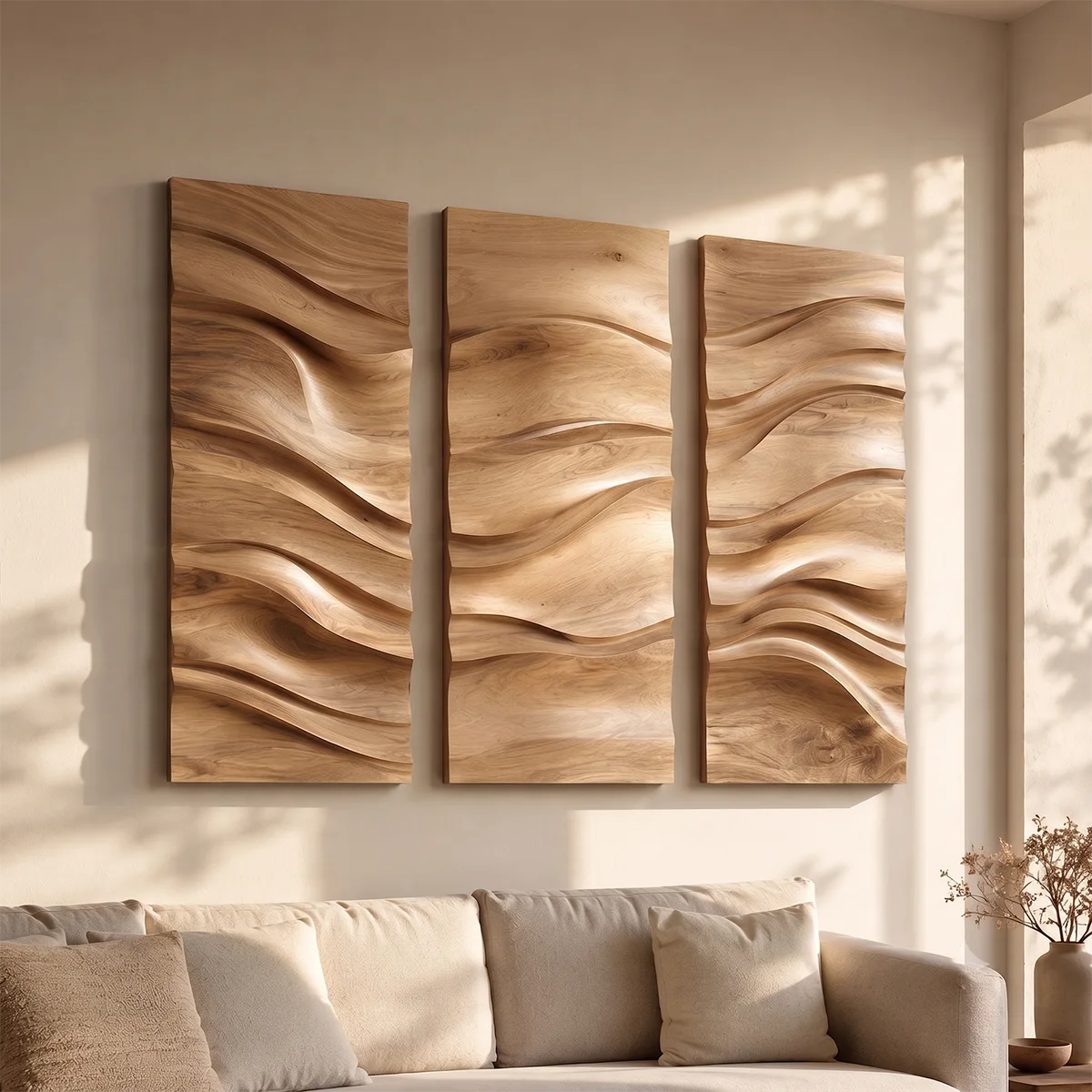 Abstract Wave Wood Wall Art | Vertical Wooden Wall Decor for Living Room, Bedroom & Office TT006-9850