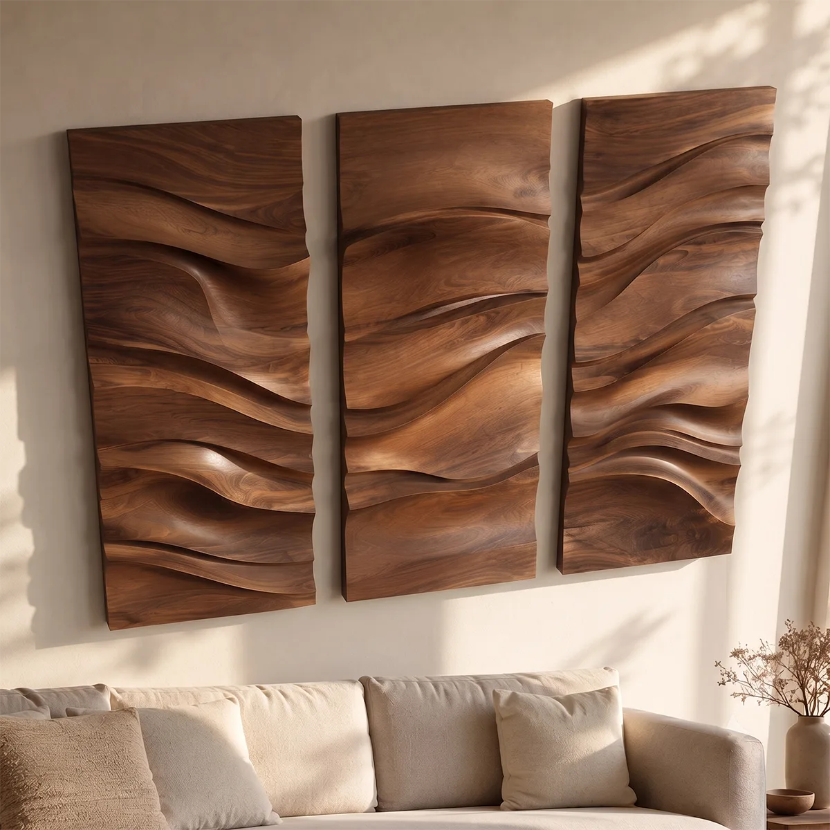 Abstract Wave Wood Wall Art | Vertical Wooden Wall Decor for Living Room, Bedroom & Office TT006-9850